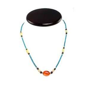 Afghani Necklace Turquoise with Carnelian 