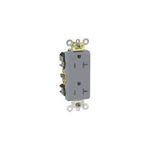  LEVITON 16362 GY Recep.,Decora Duplex,5 20R,125V,Ind.,GY 