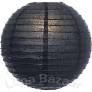   Black 24 Inch Large Paper Lantern (parallel ribbing)