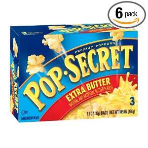 Pop Secret Extra Butter Flavor, Microwavable Popcorn, 3 Count, 10.5 