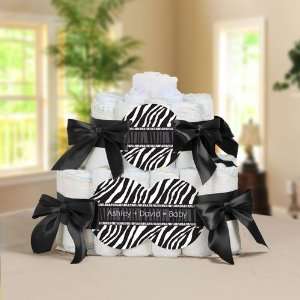   Personalized Square   2 Tier Diaper Cake   Baby Shower Gift Baby