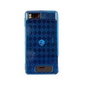  Blue TPU Case with Argyle Pattern for Motorola MB810 Droid 