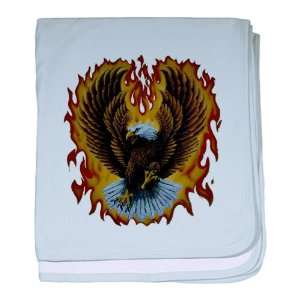  Baby Blanket Sky Blue Eagle with Flames 