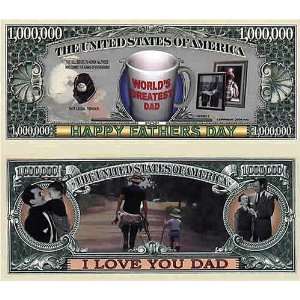  Set of 100 Fathers Day One Million Dollar Bill Toys 