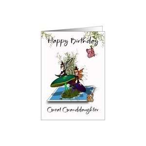 Great Granddaughter Birthday Card   Cute Gothic Fairies Springing From 