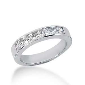 18K Gold Diamond Anniversary Wedding Ring 7 Princess Cut Diamonds 0.98 