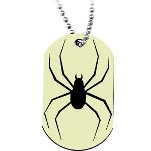  Glow in the Dark Spider Dog Tag Necklace Jewelry
