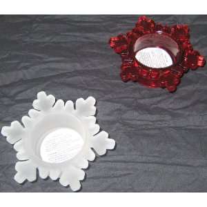  Glass Snowflake Tea lite Holder 2ct.