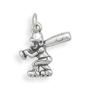  Silver Baseball Player Charm Measures 17x17mm   JewelryWeb Jewelry