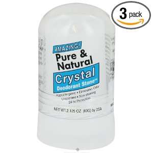   Pure and Natural Crystal Deodorant Stone Mini stick   2 Oz, 3 Pack