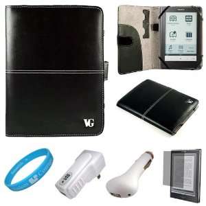  Protective Leather Portfolio Case with Accessory Slots for Sony PRS 