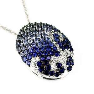  JewelryCastle 3 1637 WGN 14K Diamond and Sapphire Necklace 