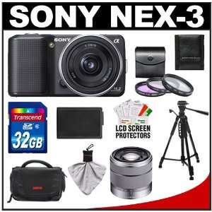 Sony Alpha NEX 3 Digital Camera Body & E 16mm f/2.8 Lens (Black) & 18 