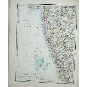  Johnston World Maps 1895 India Bay Bengal Nepal Mysore 