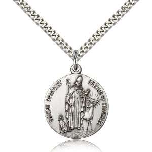 925 Sterling Silver St. Saint Hubert of Liege Medal Pendant 1 x 7/8 