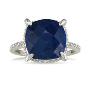  7 1/2ct Sapphire Rough Cut Diamond Ring Set in Sterling 