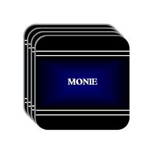 Personal Name Gift   MONIE Set of 4 Mini Mousepad Coasters (black 