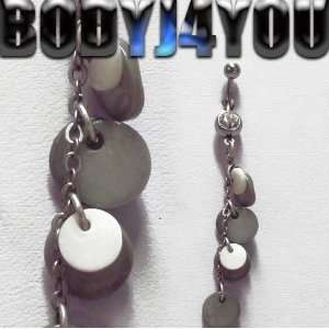 com Belly Ring Gray Circles 14g Belly Button Navel Ring Dangle   Free 