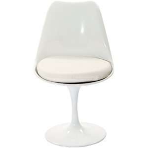 Eero Saarinen Style Tulip Side Chair with White Cushion  