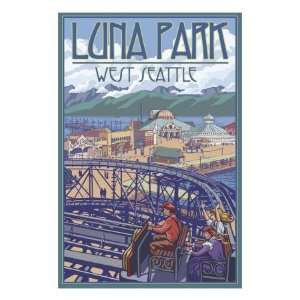  Luna Park Scene, Seattle, Washington Giclee Poster Print 