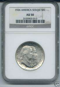 1926 AMERICA SESQUICENTENNIAL 50 CENTS NGC AU 50   