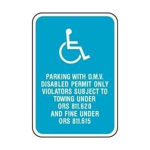 Ada Parking Sign,or prkg Disabled Permit   BRADY  
