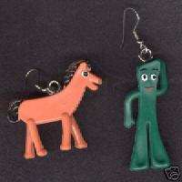 Funky Vintage GUMBY POKEY EARRINGS Punk Cartoon Jewelry  