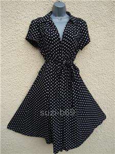 Vintage 30s/ 40s repro ww2 lk polka dot swing tea dress size (uk) 10 