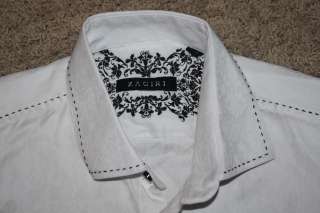 ZAGIRI Solid WHITE Comfortably Numb Casual Shirt Mens M Medium NEW 