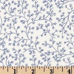 43 Wide Always & Forever Meandering Vines White/Blue Fabric By The 