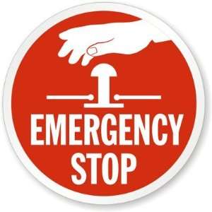  Emergency Stop Laminated Vinyl Label, 3 x 3 Office 
