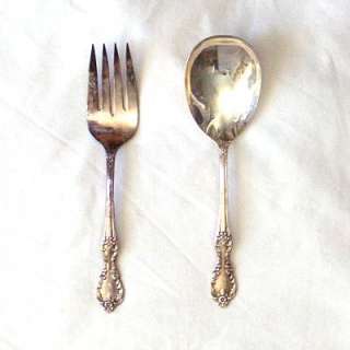   MFG. Co. Extra Plate Silverplated Silverware Serving Spoon and Fork