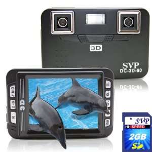   Black 3D Digital Camera with 2.8 Barrier 3D Display