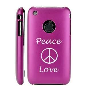  Apple iPhone 3G 3GS Pink Aluminum Metal Case Peace & Love 