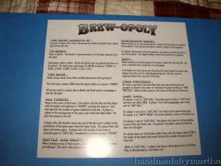 Game Part Brew opoly Monopoly game rules instructions replacement 