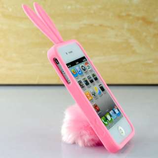   new Rabito Rabbit Rubber Case Cover For iPhone 4 4S pink 0239  