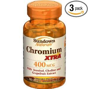  Sundown Chromium, Xtra, 400 mcg, 50 Tablets (Pack of 3 