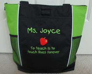 TOTE BAG Personalized Zippered Teacher Touch Lives Gift  