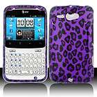 For AT&T HTC Status Chacha Purple Leopard Skin Snap on Hard Case Cover
