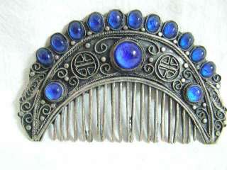Rare vintage hair accessories tibetan silver comb  