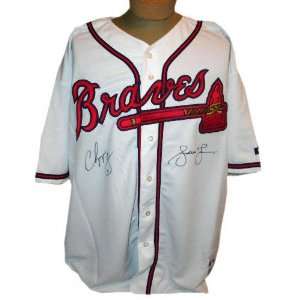  Andruw and Chipper Jones Atlanta Braves Autographed White 