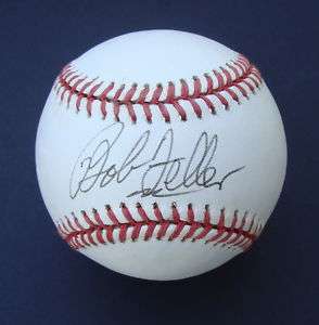 BOB FELLER Signed Auto Baseball MLB HOF  
