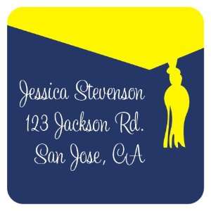   Tip Of The Tassel Yellow Square Return Address Labels