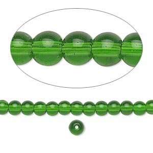  #5411 4mm round glass beads, emerald green   50 beads 
