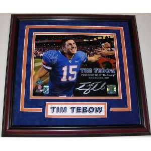 Tim Tebow Autographed Picture   with Final Victory Lap Inscription 