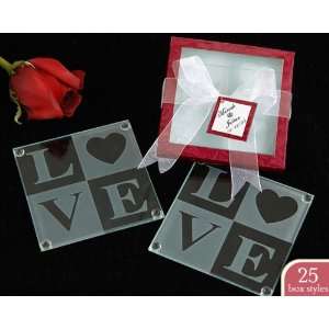 Love Glass Coasters in Personality Box ( 25 styles/colors) (Sold as 4 