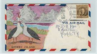 1941 Pan Am Clipper Cover  Midway Island Gooney Bird Cachet   3rd Def 