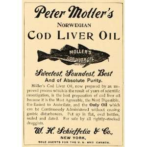  1895 Ad Peter Moller Cod Liver Oil W H Schieffelin Fish 