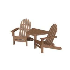   Double Adirondack Chair & Table Set   Raw Sienna Patio, Lawn & Garden