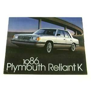   1986 86 Plymouth RELIANT K BROCHURE LE SE Sedan Coupe 